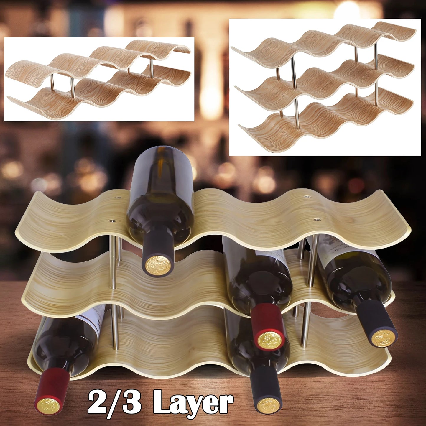 Wooden Wine Rack - 2 or 3 Layers